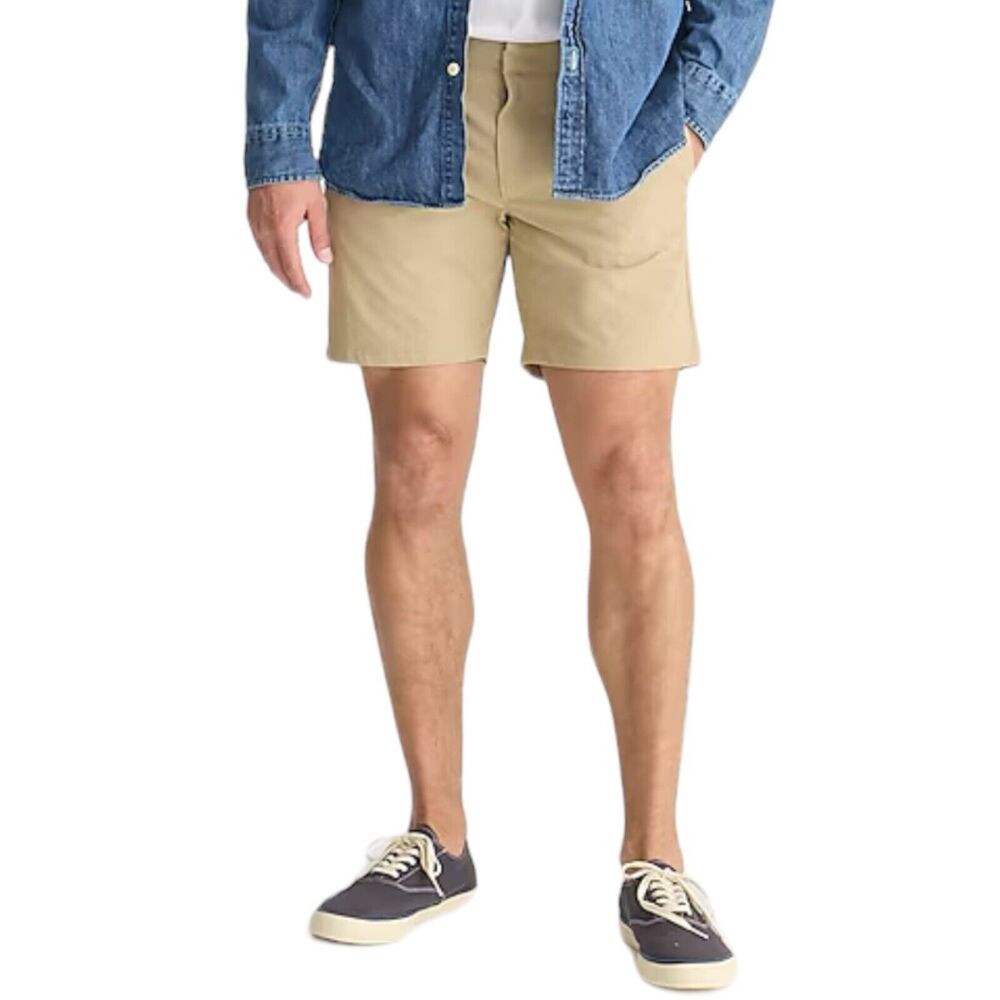 J Crew Shorts Mens 33 Khaki 7" Tech Flat Front BI754 Shirt Gripper Regular Fit